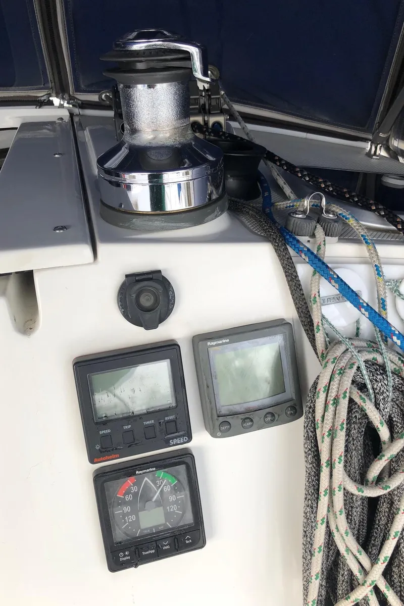 Slide: The Image of Sailing instruments and winch on a 1996 Catalina 42 MkII yacht. - 26