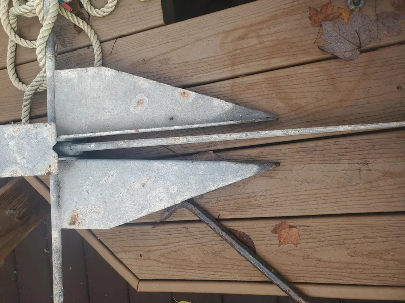 Slide: The Image of Metal boat anchor on wooden deck, Catalina 42 MkII, 1996 model. - 32