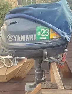 Slide: The Image of Yamaha outboard motor with California registration on a Catalina 42 MkII, 1996 model. - 43
