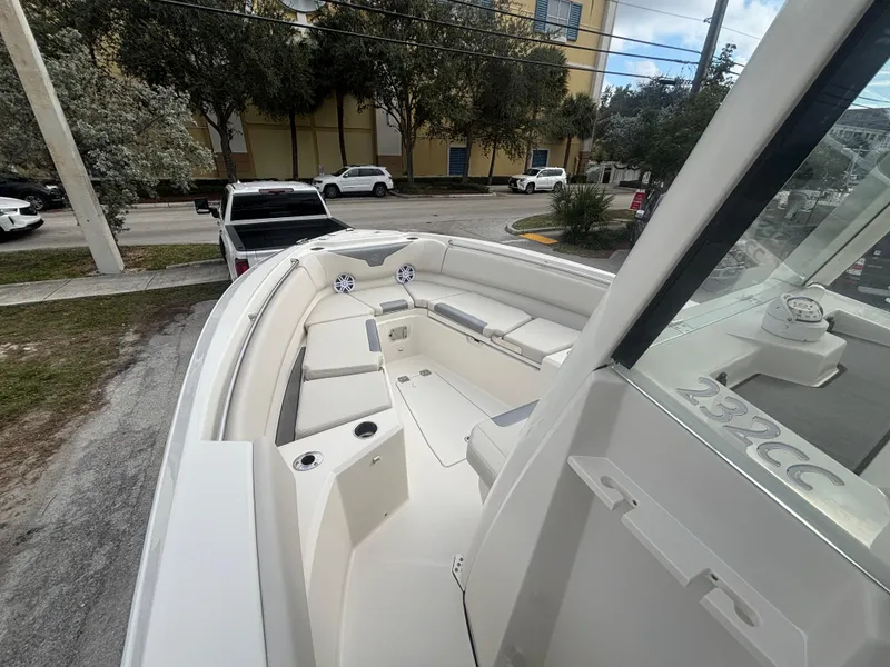 Slide: The Image of 2025 Sailfish 232 CC boat interior with spacious seating and modern design. - 14