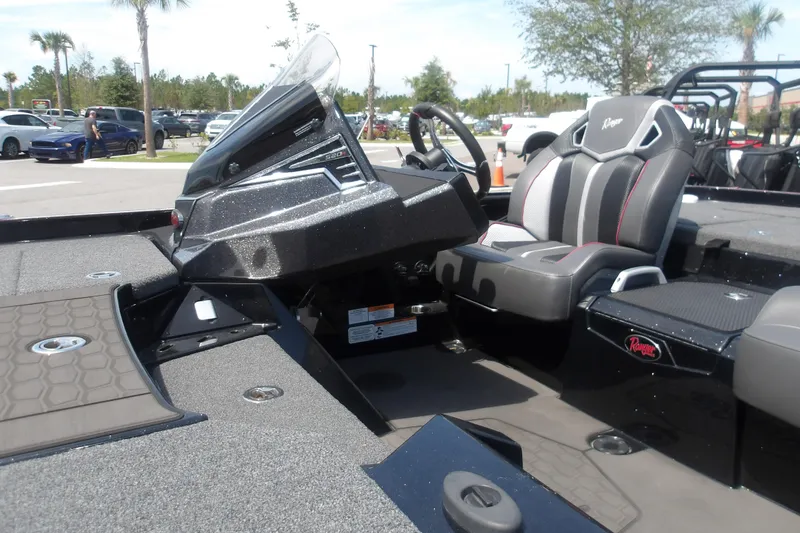 Slide: The Image of 2025 Ranger Z520R Cup-Equipped boat interior with sleek design and comfortable seating. - 19