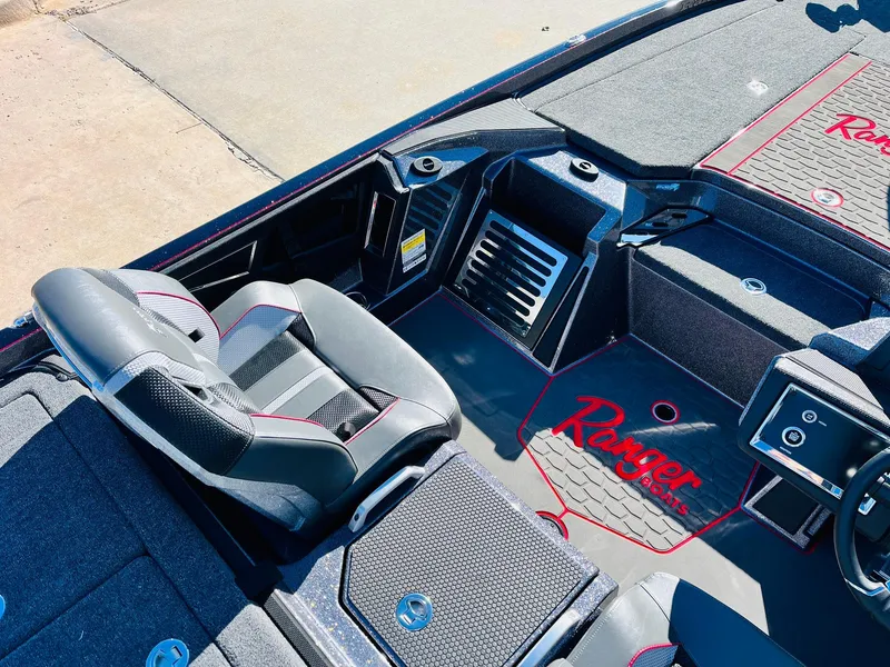 Slide: The Image of 2025 Ranger Z520R Cup-Equipped boat interior with sleek seating and modern design. - 30