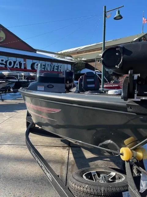 Slide: The Image of 2025 Ranger VS1782SC Angler boat on trailer at dealership. - 1
