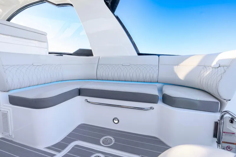 Slide: The Image of Luxurious seating area on 2023 Sea Ray Sundancer 370 OB yacht. - 17