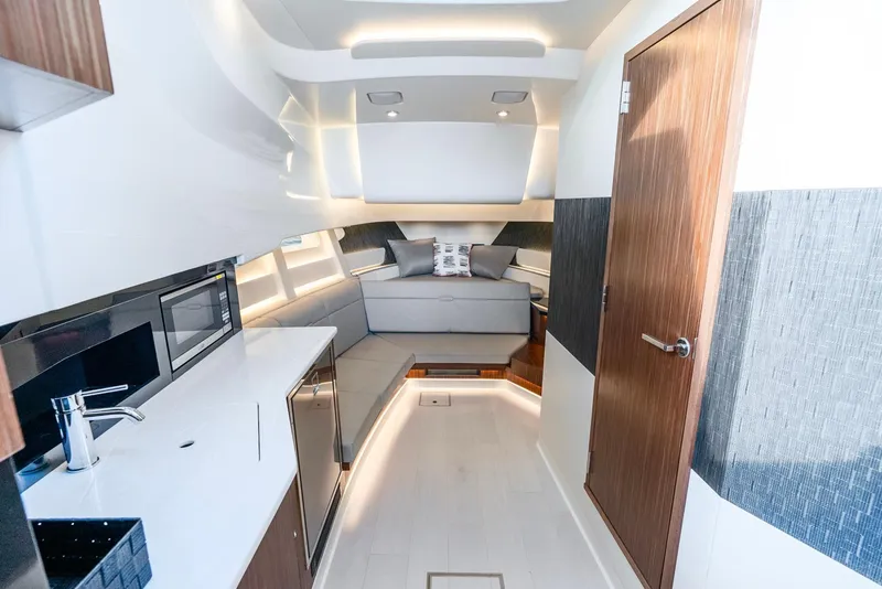 Slide: The Image of Luxurious interior of 2023 Sea Ray Sundancer 370 OB yacht with modern amenities. - 29