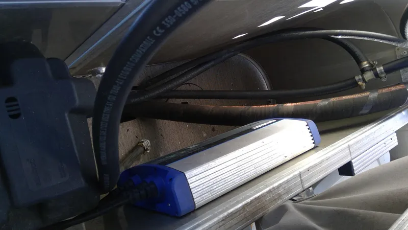 Slide: The Image of 2020 Landau Atlantis 250 Cruise boat wiring and electrical components. - 20