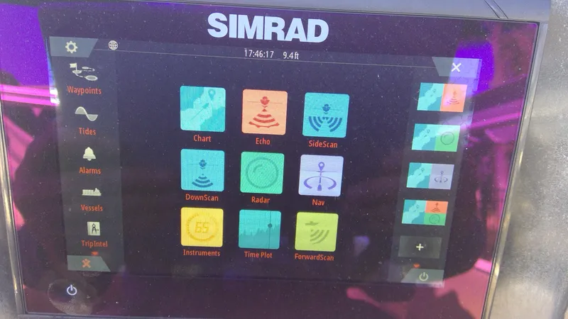 Slide: The Image of Simrad navigation display on 2020 Landau Atlantis 250 Cruise boat. - 24