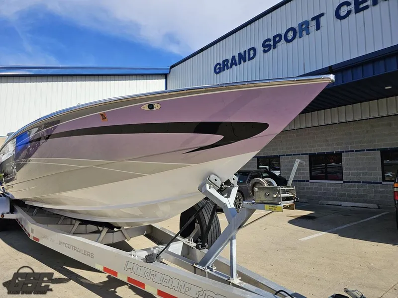 Slide: The Image of 2007 Nor-Tech 3900 Super-VEE boat on trailer at Grand Sport Center. - 15