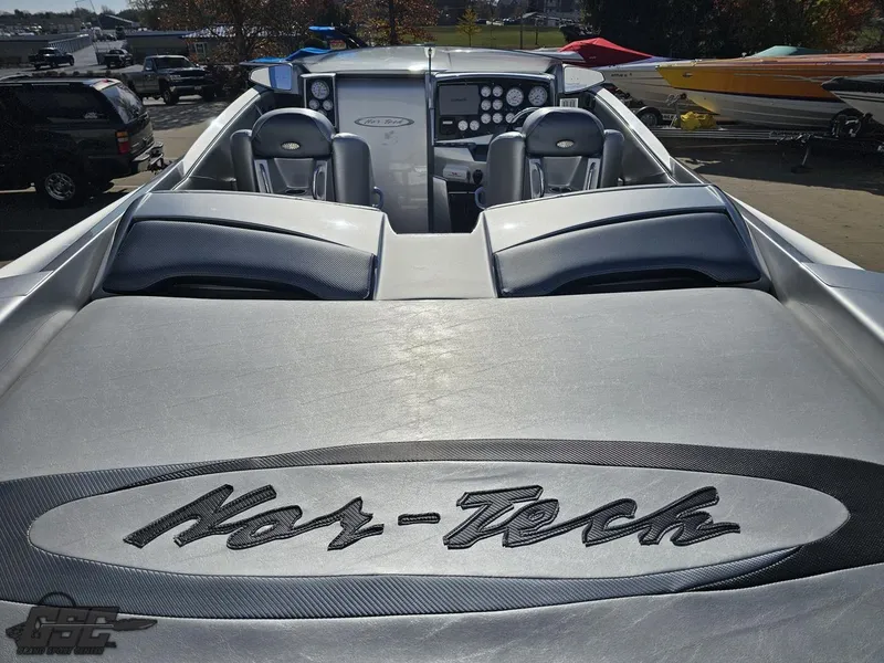 Slide: The Image of 2007 Nor-Tech 3900 Super-VEE boat interior with sleek design and modern dashboard. - 36