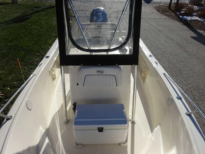 Slide: The Image of 2006 Key West 186 Sportsman boat interior with console and cooler. - 9