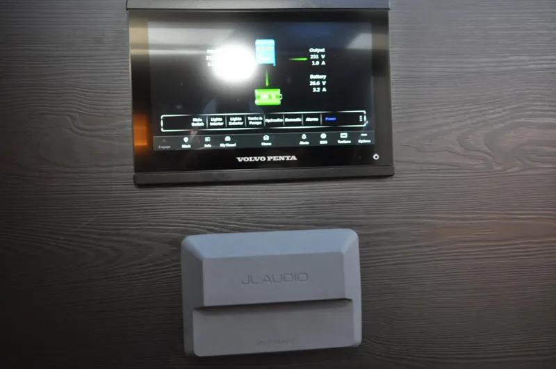 Slide: The Image of Volvo Penta display and JL Audio unit on Vanquish Yachts VQ45, 2023 model. - 15