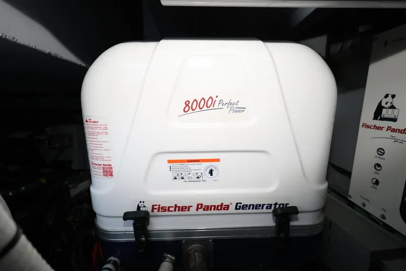 Slide: The Image of Fischer Panda generator in 2023 Vanquish Yachts VQ45 engine room. - 21