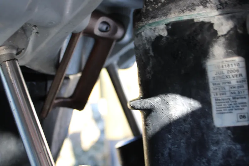 Slide: The Image of Close-up of 2006 Pro-Line 32 Express boat engine components. - 23