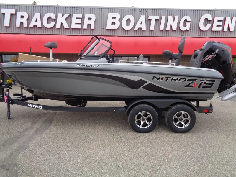 Slide: The Image of 2025 Nitro ZV19 Sport boat at Tracker Boating Center. - 0
