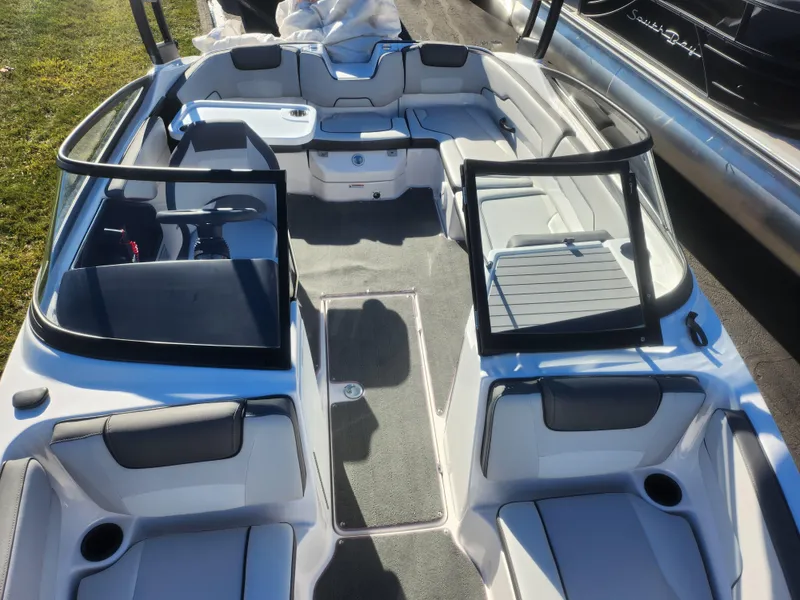 Slide: The Image of 2023 Yamaha AR190 boat interior with seating and windshield. - 18