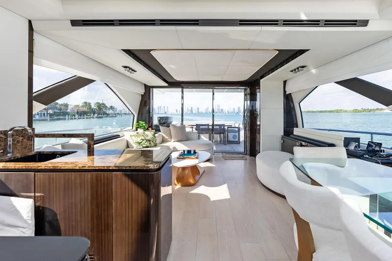 Slide: The Image of Luxurious interior of 2017 Azimut 77S yacht with modern design and panoramic views. - 11