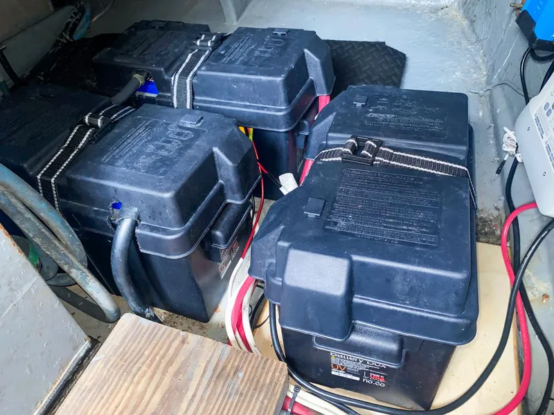 Slide: The Image of Battery compartment of a 1990 Hatteras 62 Cockpit Motor Yacht. - 11
