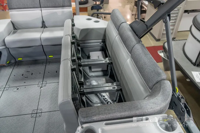 Slide: The Image of 2024 Sea-Doo SWITCH Cruise 21 interior seating, showcasing adjustable and spacious design. - 10