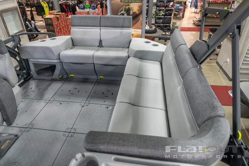 Slide: The Image of 2024 Sea-Doo SWITCH Cruise 21 interior with spacious seating, showcased at Flat Out Motorsports. - 16