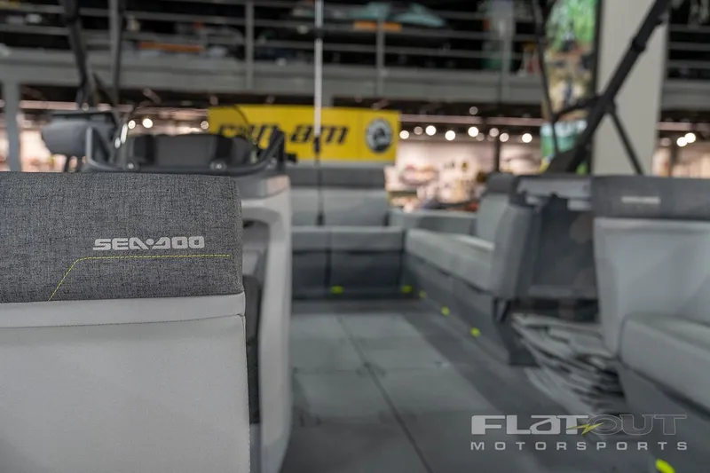 Slide: The Image of 2024 Sea-Doo SWITCH Cruise 21 interior, showcasing spacious seating and modern design. Save $12,000. - 22