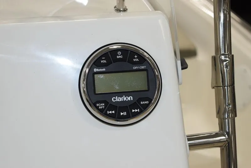 Slide: The Image of Clarion audio system on 2025 Key West 1720 CC boat console. - 33