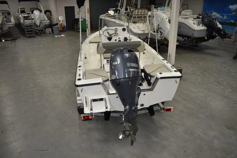 Slide: The Image of 2025 Key West 1720 CC boat with Yamaha 90 engine in showroom. - 5