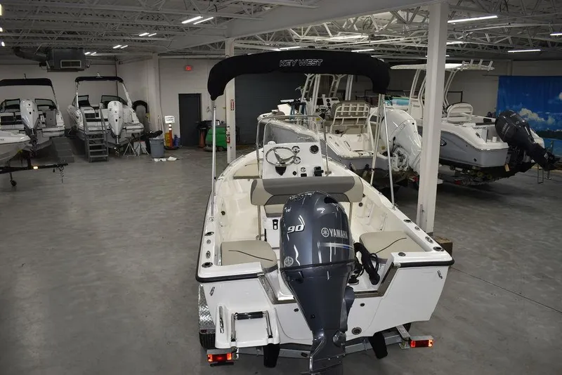 Slide: The Image of 2025 Key West 1720 CC boat with Yamaha engine in showroom. - 6