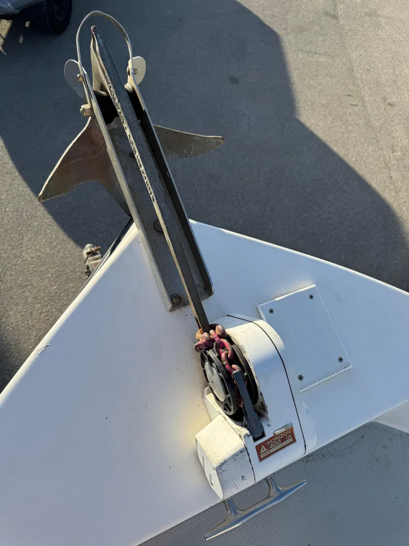 Slide: The Image of Close-up of a 1999 Osprey 26 Legend boat anchor system. - 5