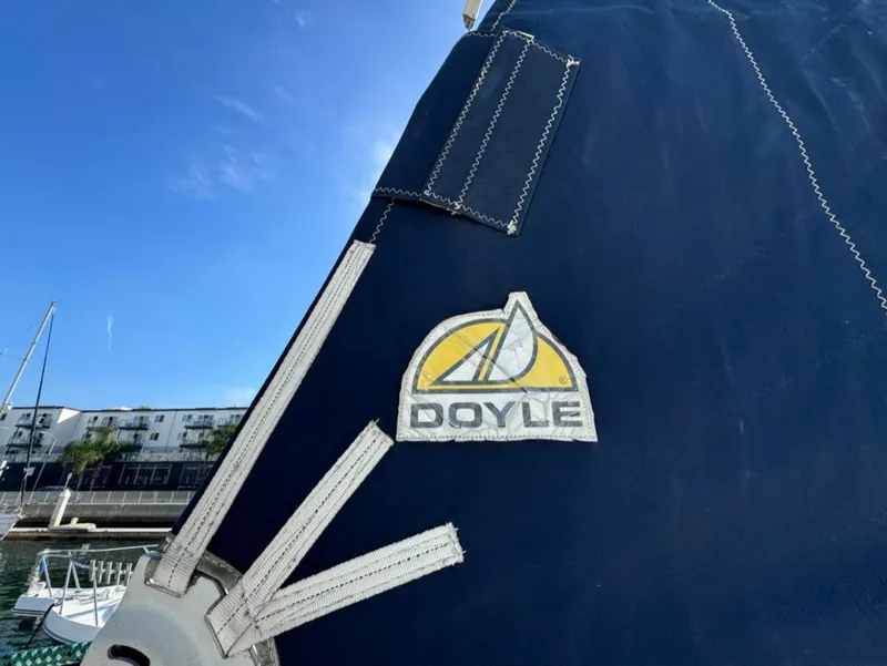 Slide: The Image of Close-up of Doyle sail on 2004 Beneteau Oceanis Clipper 473 yacht. - 17