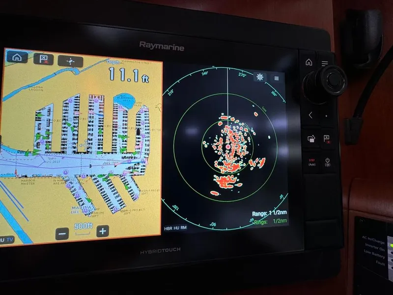 Slide: The Image of Raymarine navigation system on 2004 Beneteau Oceanis Clipper 473 sailboat. - 43