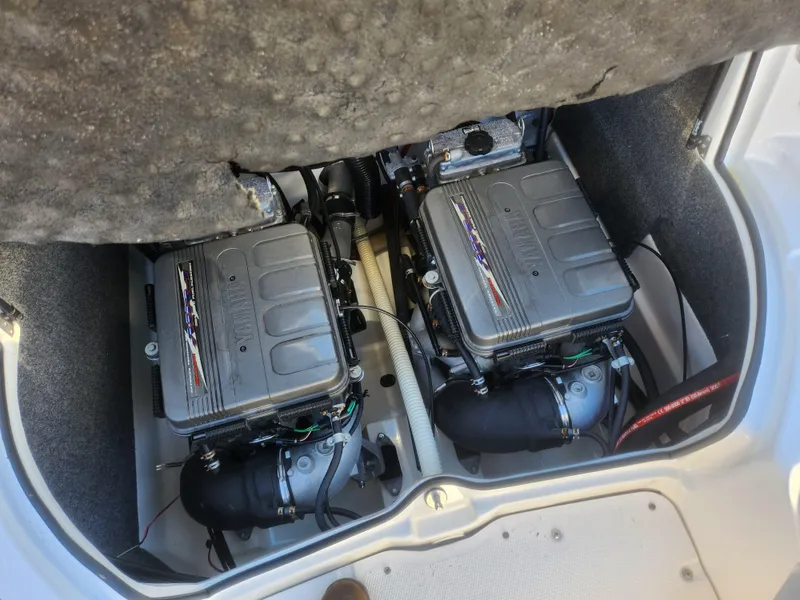Slide: The Image of 2008 Yamaha Boats 212SS engine compartment with dual engines visible. - 16