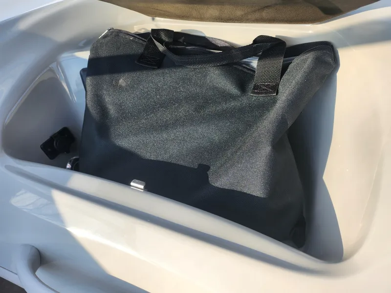 Slide: The Image of Black bag in storage compartment of 2007 Bayliner 225 boat. - 16