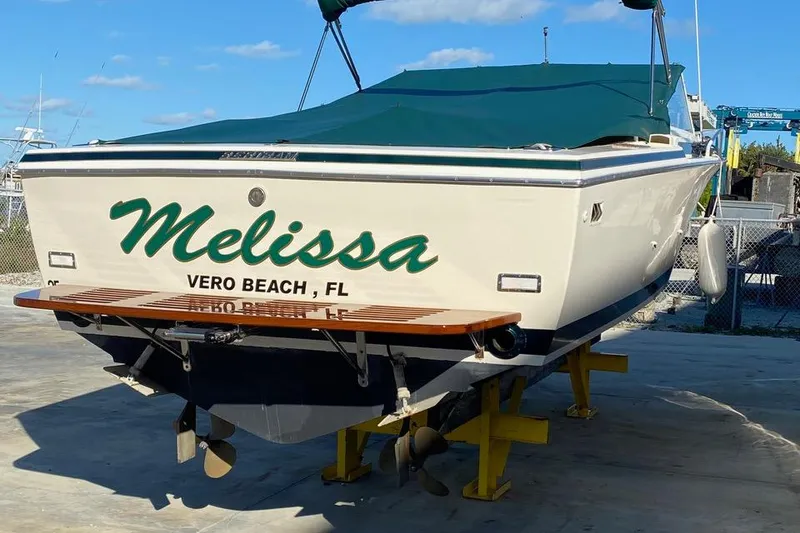 Slide: The Image of 1988 Bertram 28 Moppie boat named Melissa, docked in Vero Beach, FL. - 3