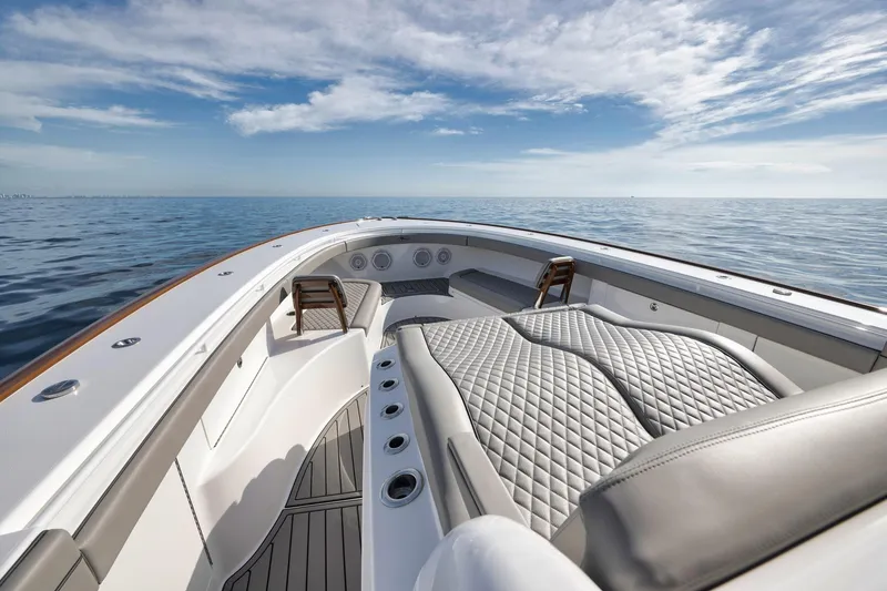 Slide: The Image of 2024 Valhalla Boatworks V-46 luxury deck with ocean view. - 18