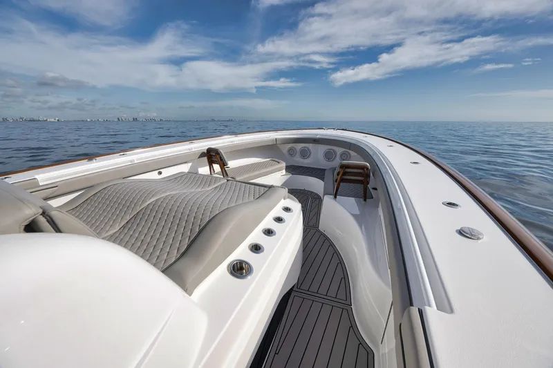 Slide: The Image of 2024 Valhalla Boatworks V-46 luxury deck with ocean view. - 19