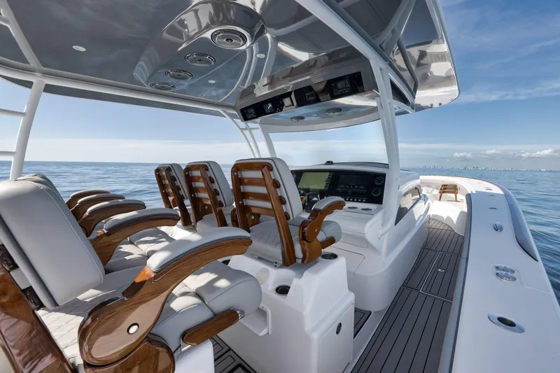 Slide: The Image of 2024 Valhalla Boatworks V-46 luxury boat interior with ocean view. - 30