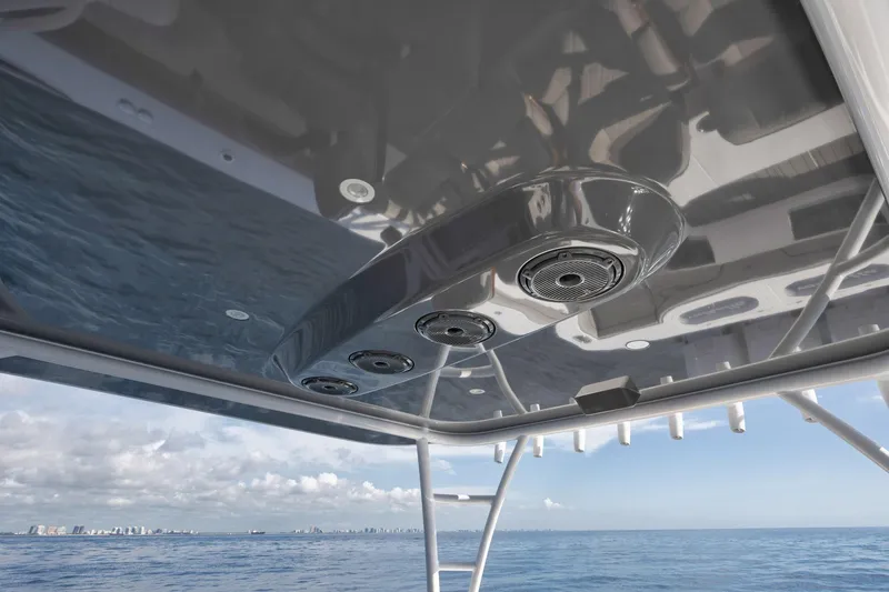 Slide: The Image of 2024 Valhalla Boatworks V-46, sleek overhead view with ocean backdrop. - 35