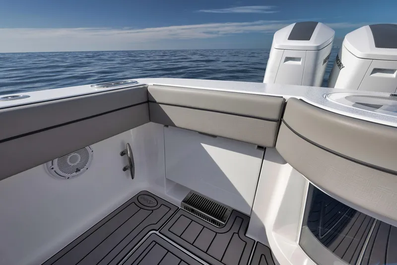 Slide: The Image of 2024 Valhalla Boatworks V-46 interior with sleek design and ocean view. - 44