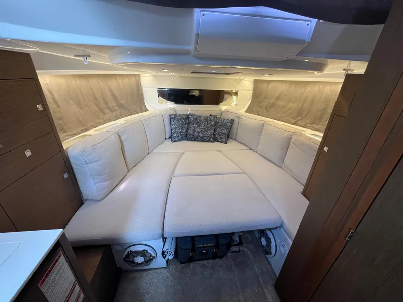 Slide: The Image of 2019 Jeanneau Leader 10.5 interior with spacious seating and modern design. - 6