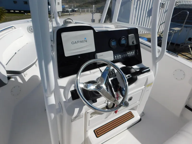 Slide: The Image of 2017 Tidewater 220 LXF boat console with Garmin navigation system. - 9