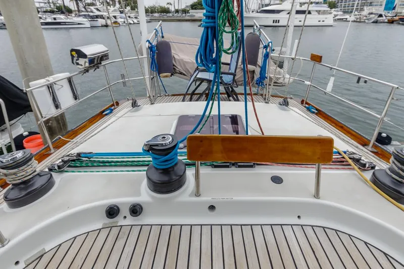 Slide: The Image of Sailboat deck view, Farr 55, 1994 model, docked in marina. - 13