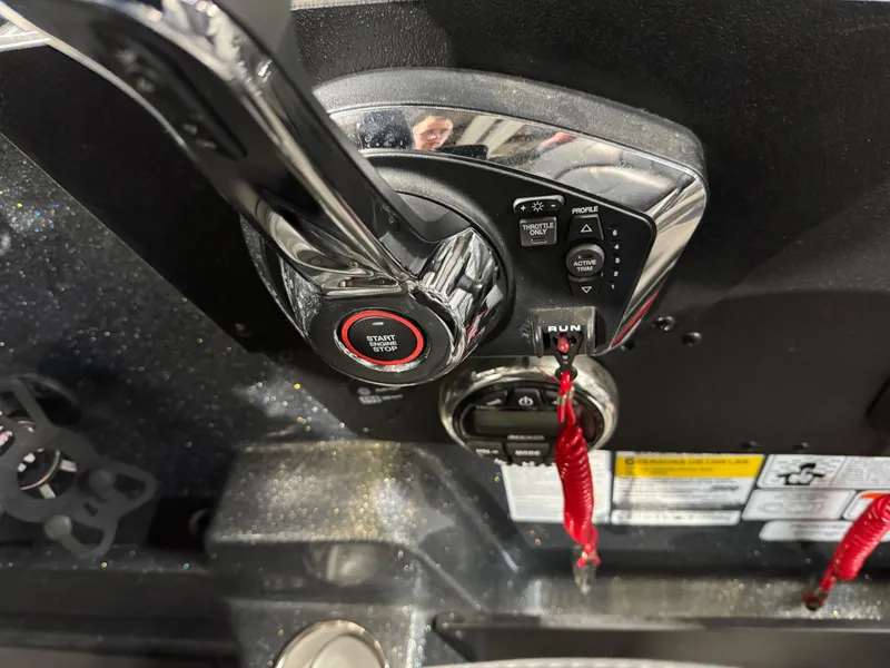 Slide: The Image of 2024 Nitro ZV21 Pro boat control panel with start button and safety features. - 16