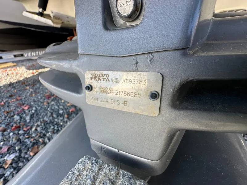 Slide: The Image of Close-up of Volvo Penta engine serial plate on 2017 Chris-Craft Launch 25. - 35