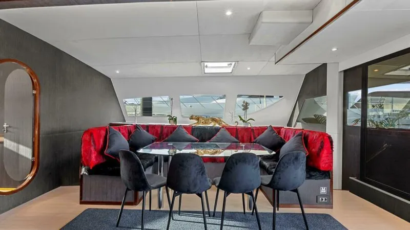 Slide: The Image of Luxurious interior of 2023 Mystique Yachts Silhouette 800 with elegant dining area. - 19