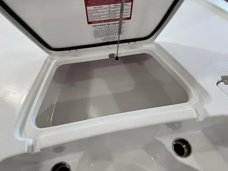 Slide: The Image of Open storage compartment on 2025 Tidewater 1910 BM boat. - 9