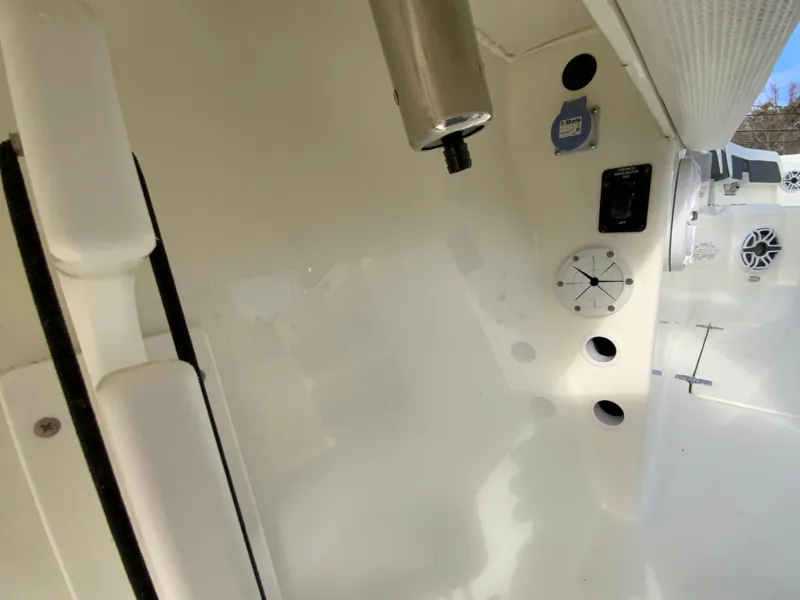 Slide: The Image of 2025 Cobia 285 Open Center Console interior with modern features and sleek design. - 35