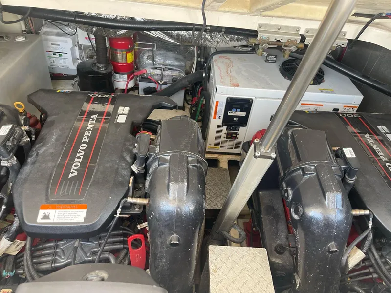 Slide: The Image of 2015 Regal 35 Sport Coupe engine room with Volvo Penta engines. - 22