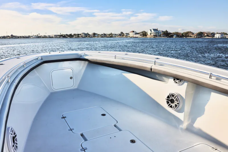 Slide: The Image of 2023 Yellowfin 36 Offshore boat interior with ocean view. - 6