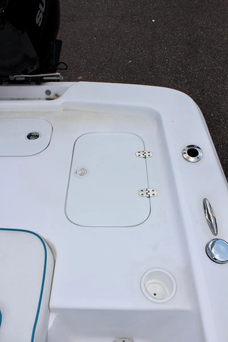 Slide: The Image of 2024 ALK2 Powerboats 17HS boat deck with storage hatch. - 10