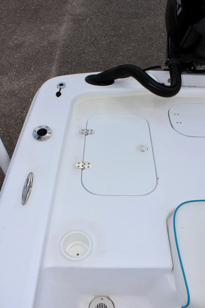 Slide: The Image of 2024 ALK2 Powerboats 17HS boat deck with storage hatch. - 12